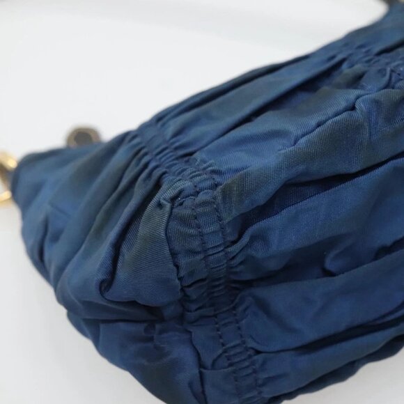 PRADA Accessory Pouch Nylon Blue Gold Auth 139522 - Picture 5 of 16